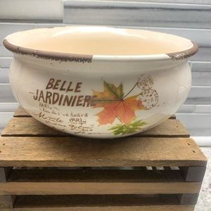 Rustic Belle Jardiniere White Ceramic Bowl by AAA Imports